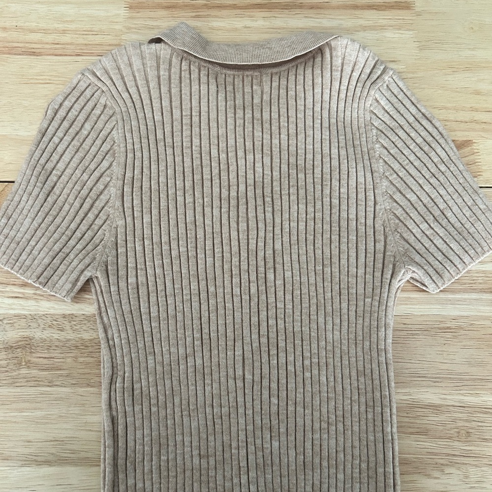 Isalis Tan Ribbed Button-Up Top - Picture 2 of 2